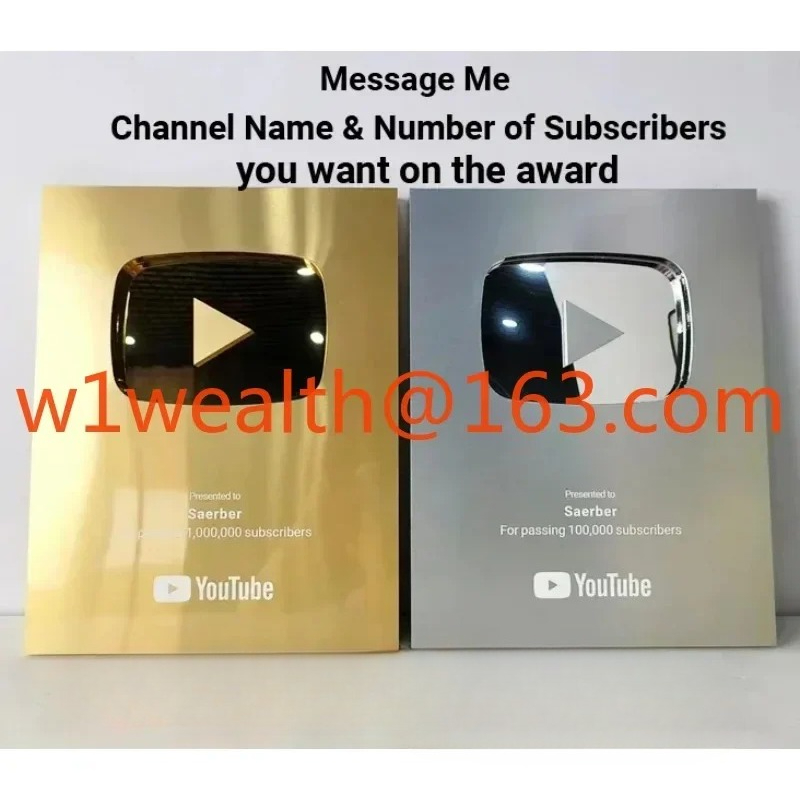 Esports Gaming Trophy - カスタムYouTube賞 ゴールド カスタマイズネーム YouTube再生ボタン賞 プレート