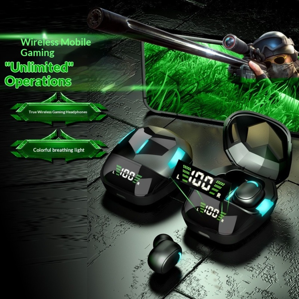 Esports Gaming Mobile - Bluetooth ヘッドセット バッテリー残量表示 ノイズリダクション 超長バッテリー寿命 TWS