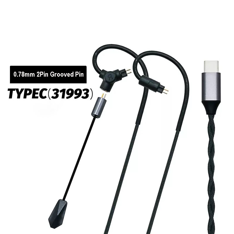 Esports Gaming Mobile - 0.78 QDC MMCXゲーミングイヤホンケーブル 3.5mm Type C